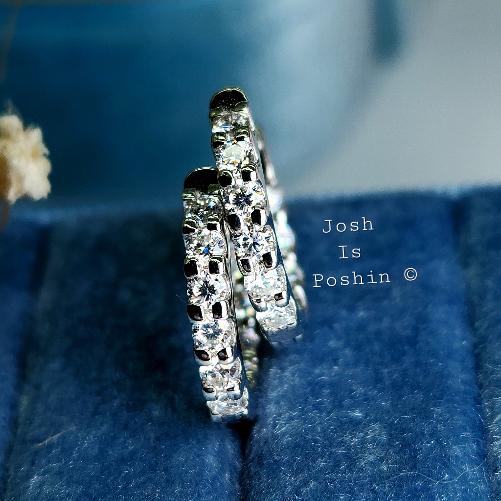 Moissanite Hoop Earrings In Sterling Silver